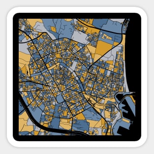 Valencia Map Pattern in Blue & Gold Sticker